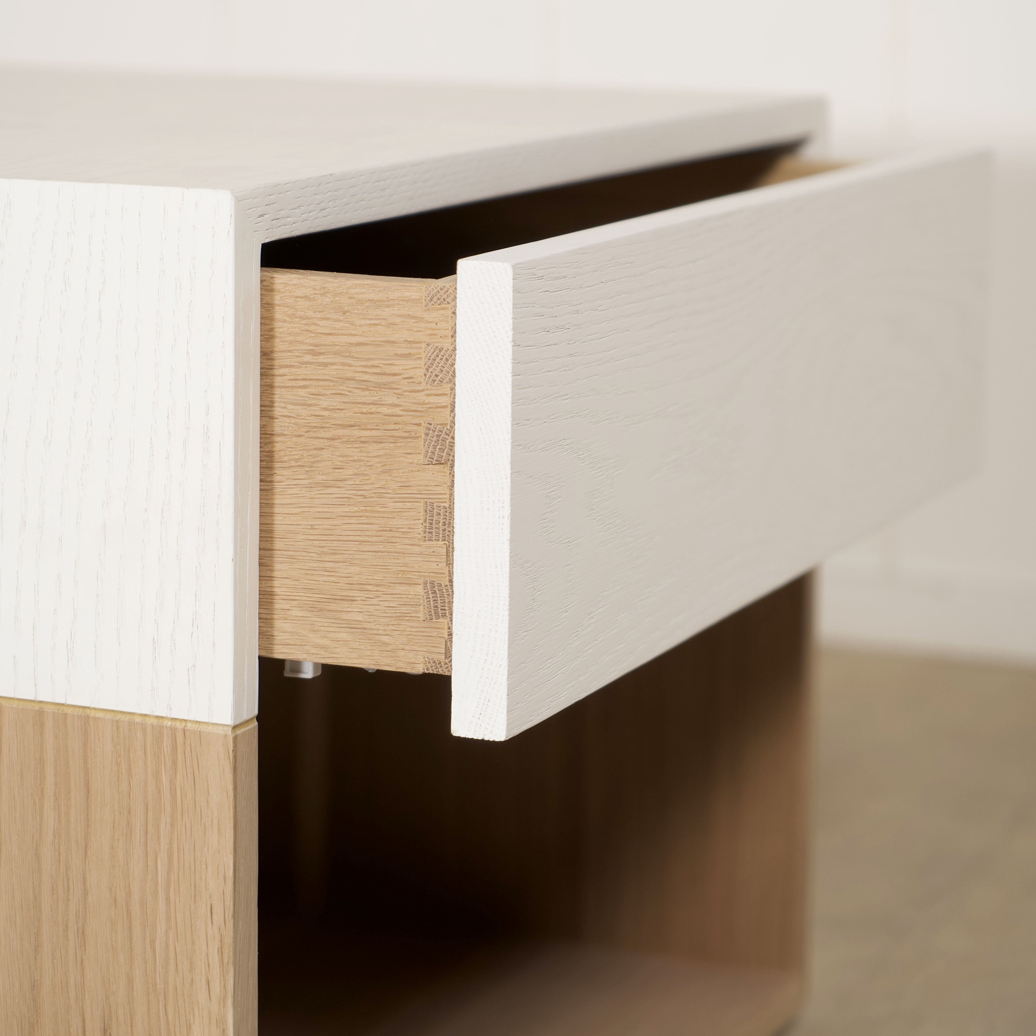 As Shown: finished in Mint White Natural with white top finish.