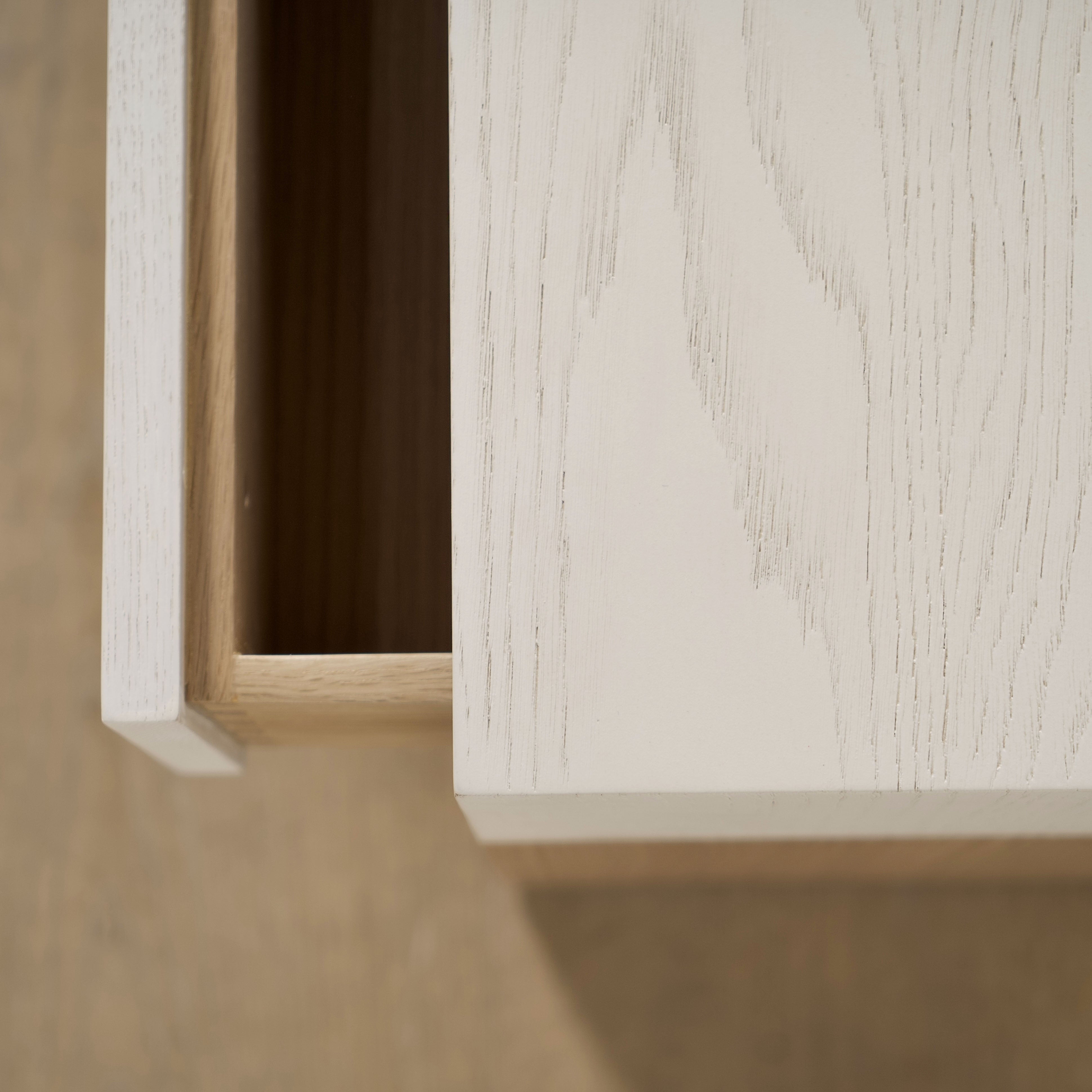 As Shown: finished in Mint White Natural with white top finish.
