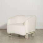 As Shown: in Berber White. Oak legs finished in Mint White Super White