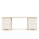As Shown: Beach White (Top) in Solid Oak with a Bullnosed Edge, Plaster Limestone (Base) in Revere Pewter