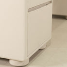 As Shown: Beach White (Top) in Solid Oak with a Bullnosed Edge, Plaster Limestone (Base) in Revere Pewter
