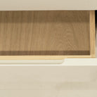 As Shown: Beach White (Top) in Solid Oak with a Bullnosed Edge, Plaster Limestone (Base) in Revere Pewter