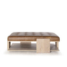 As Shown: in Leather. Oak finished in Mint White Natural.