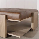 As Shown: in Leather. Oak finished in Mint White Natural.