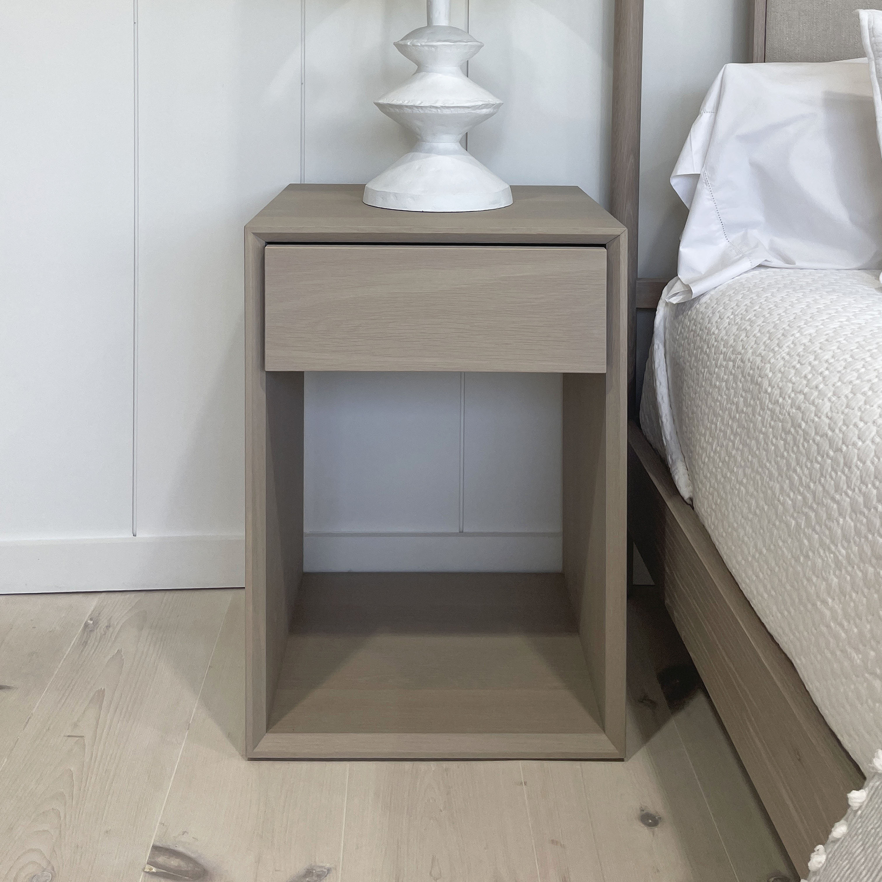 As Shown: in Large, Mint White Natural finish.