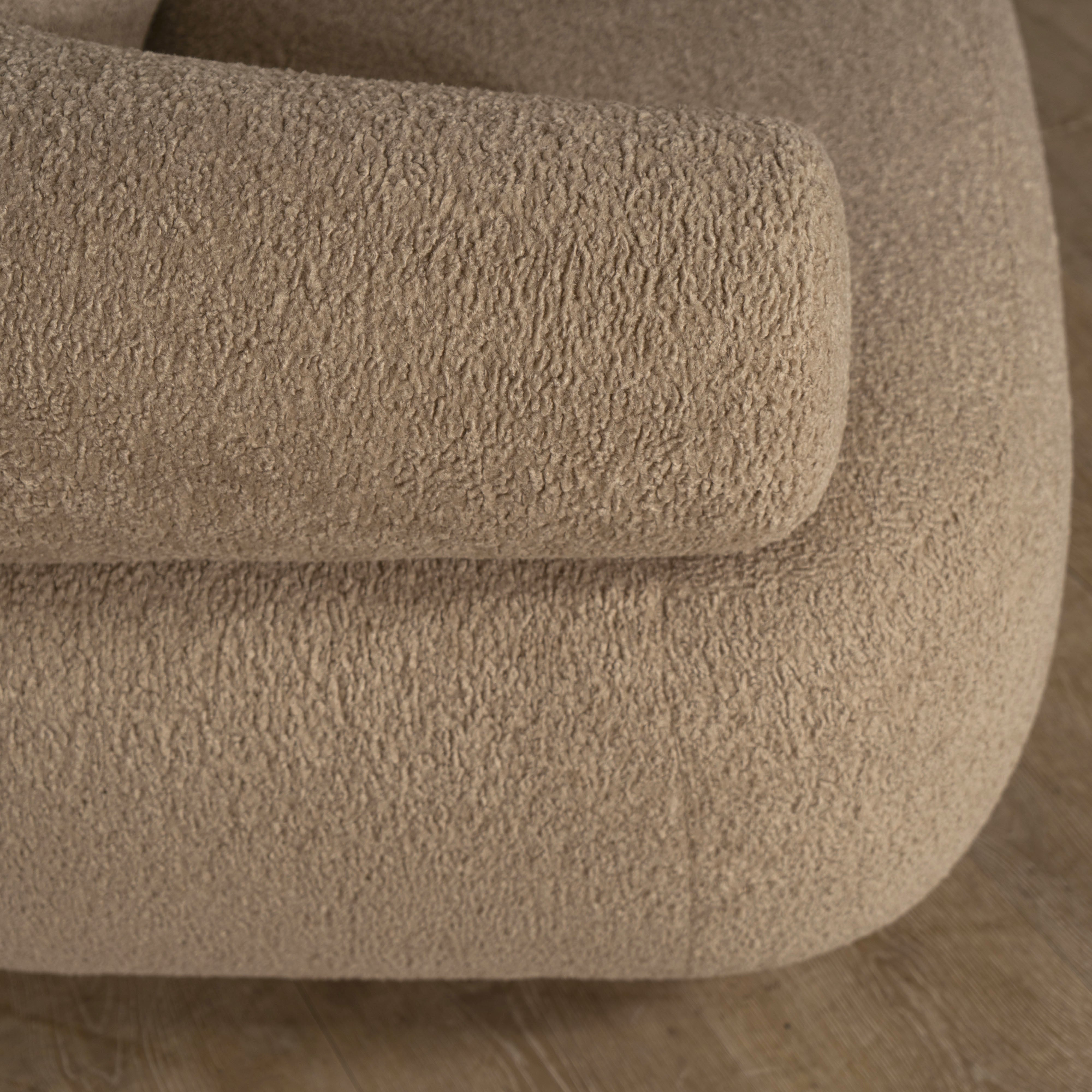 As Shown: in Sheepskin Toast with oak base stained in Mint White Natural.