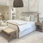 As Shown: in Parker Sand, oak finished in Mint White Super White.