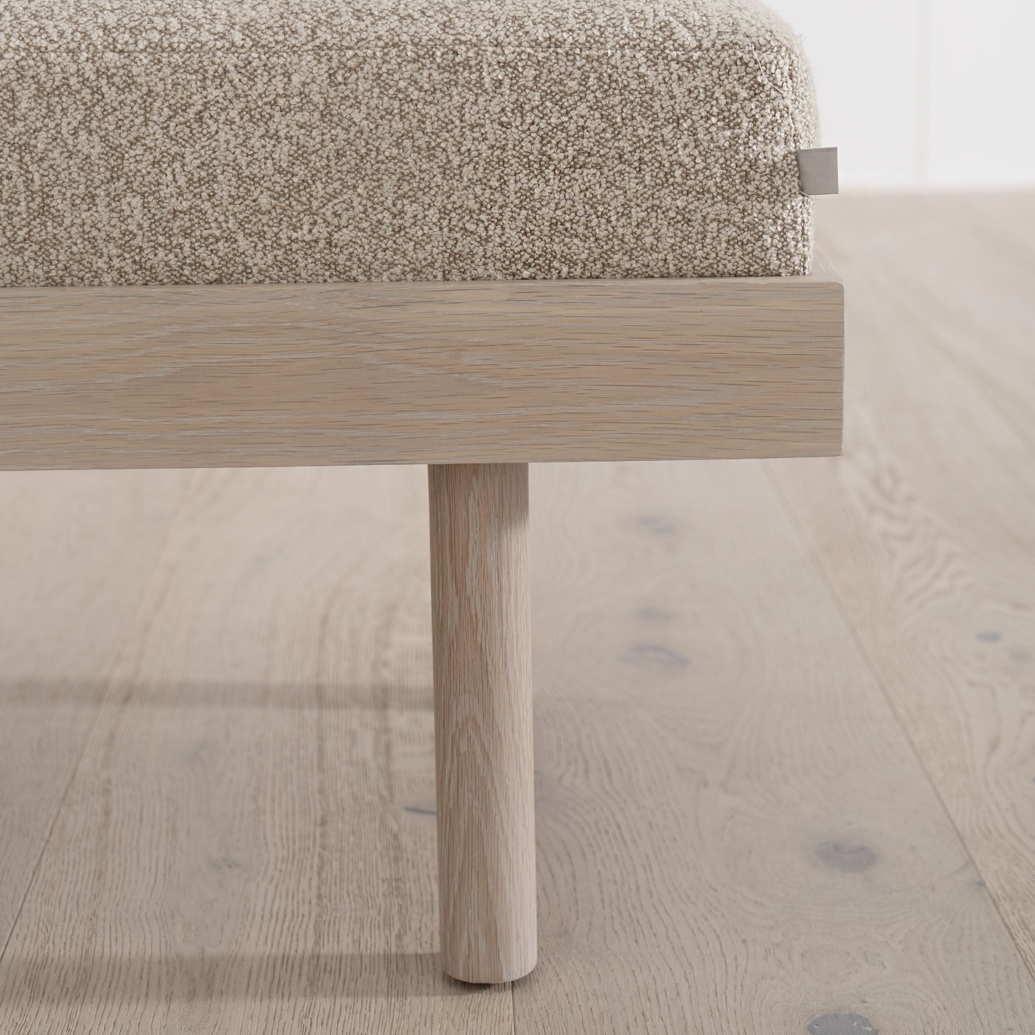 As Shown: in Arlo Oatmeal finished in Mint White Super White