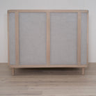 As Shown: in COM fabric, oak in custom finish