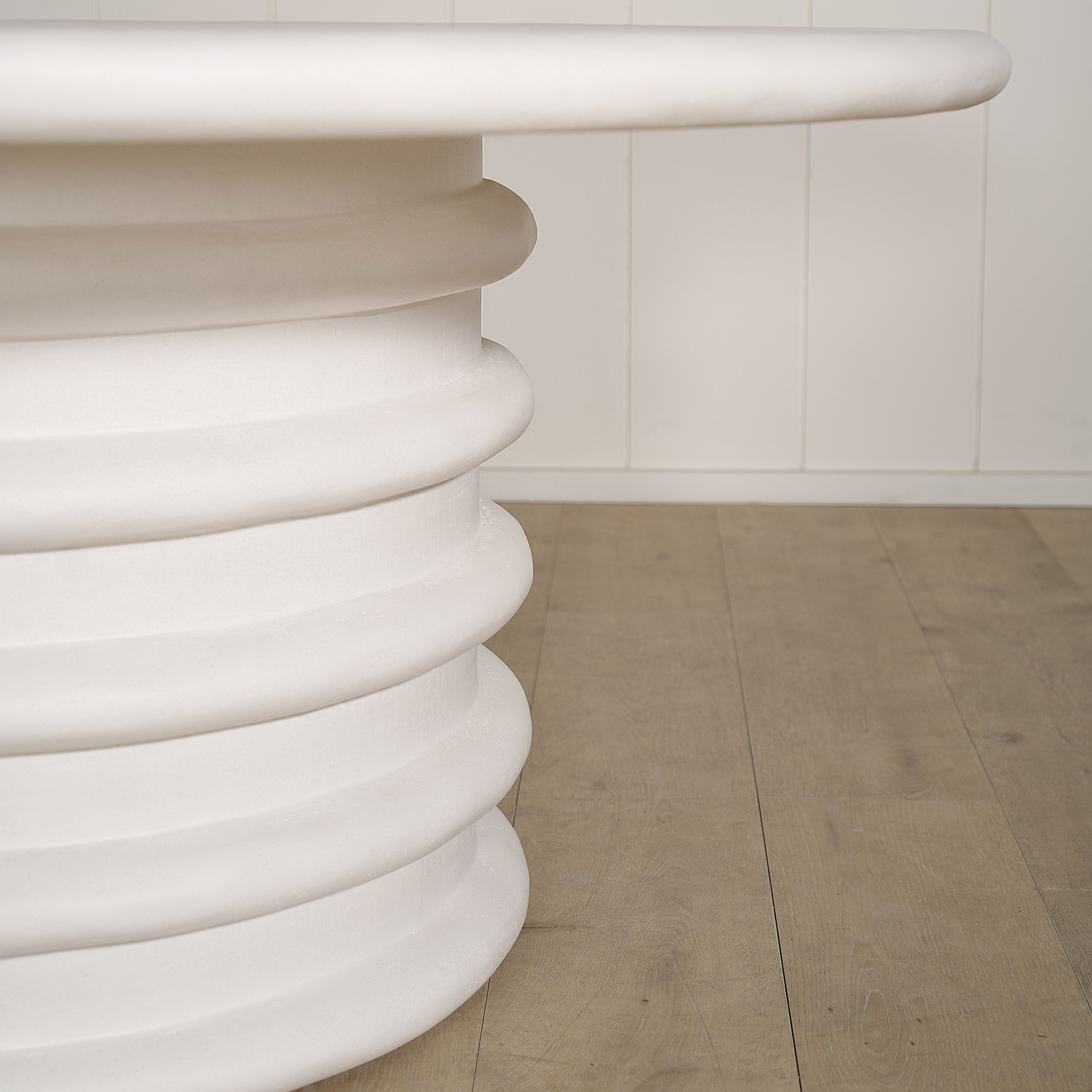 As Shown: in both sizes, 8 step limestone micro coat, White.