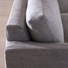 As Shown: Slipcovered in COM. Oak legs finished in Mint White Natural.