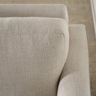 As Shown: Medium, Upholstered in Belgian Oatmeal with legs finished in Mint White Natural.