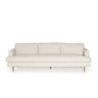 As Shown: Medium, Upholstered in Belgian Oatmeal with legs finished in Mint White Natural.