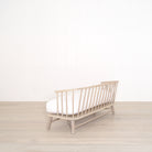 As Shown: in Frame White, oak finished in Mint White Natural.