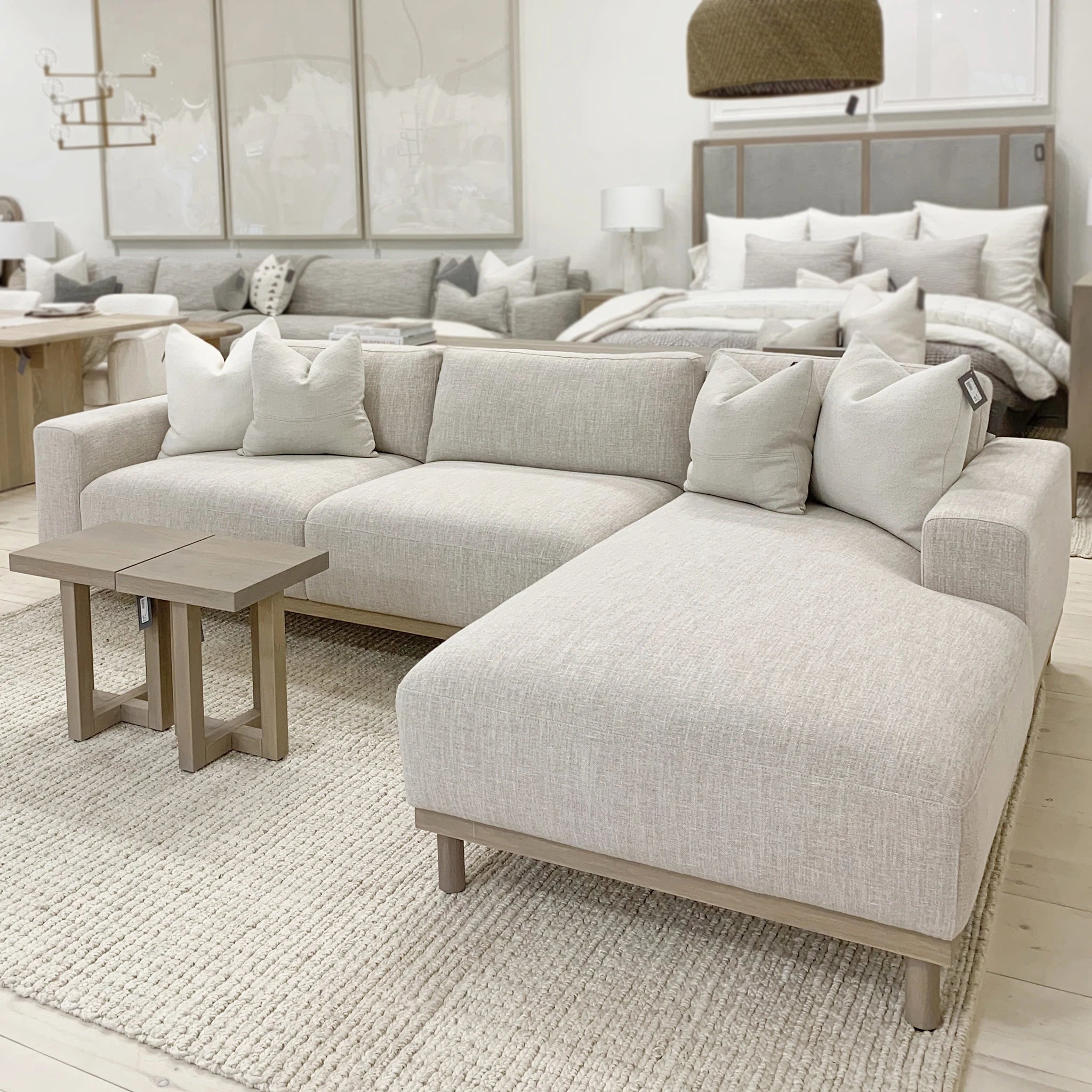 As Shown: in Frame Natural, oak base finished in Mint White Natural.