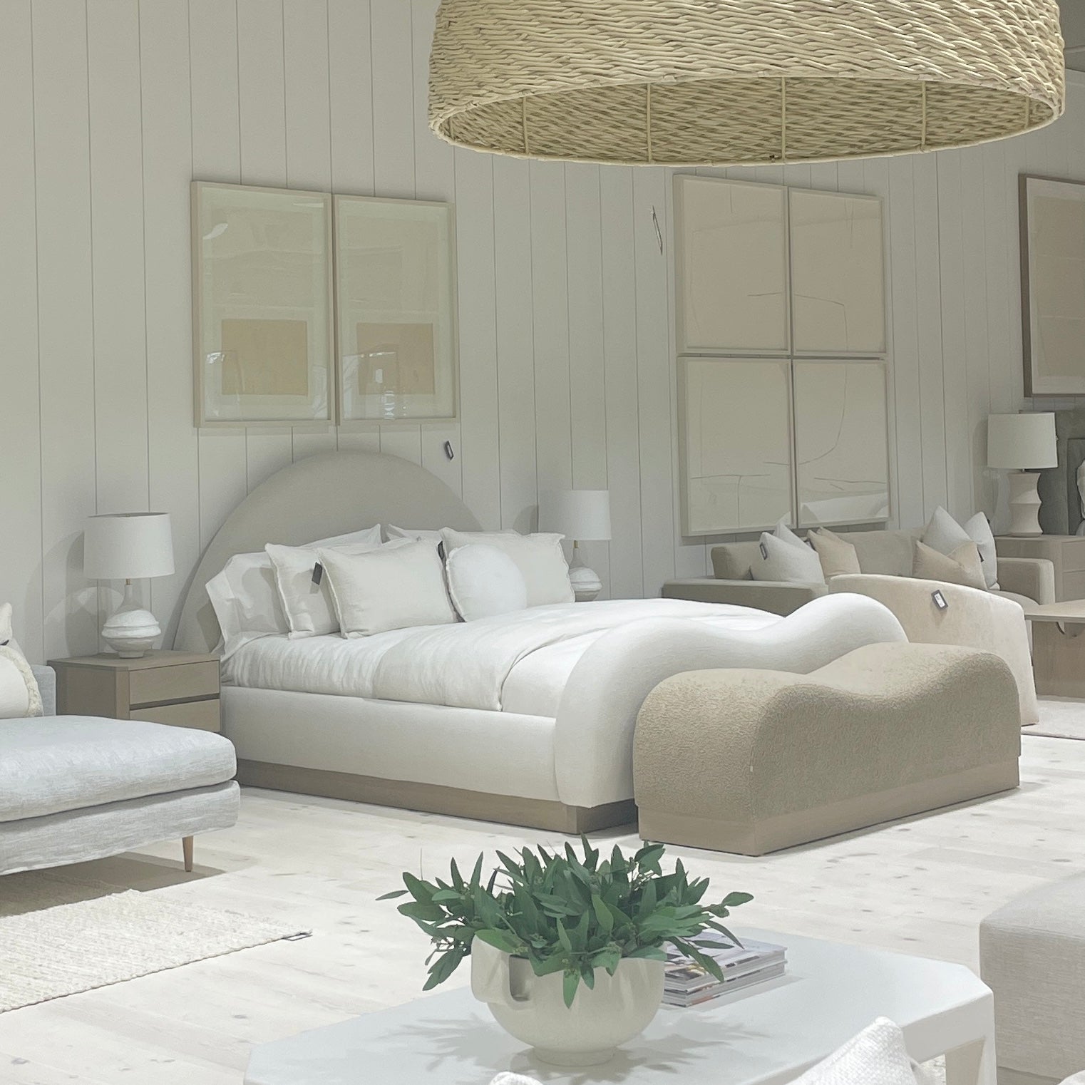 As Shown: in Sheepskin Toast. Oak finished in Mint White / Super White.