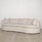 As Shown: Upholstered in Belgian Oatmeal, oak base finished in Mint White Super White
