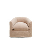 As Shown: in swivel, slipcovered Granby Clay