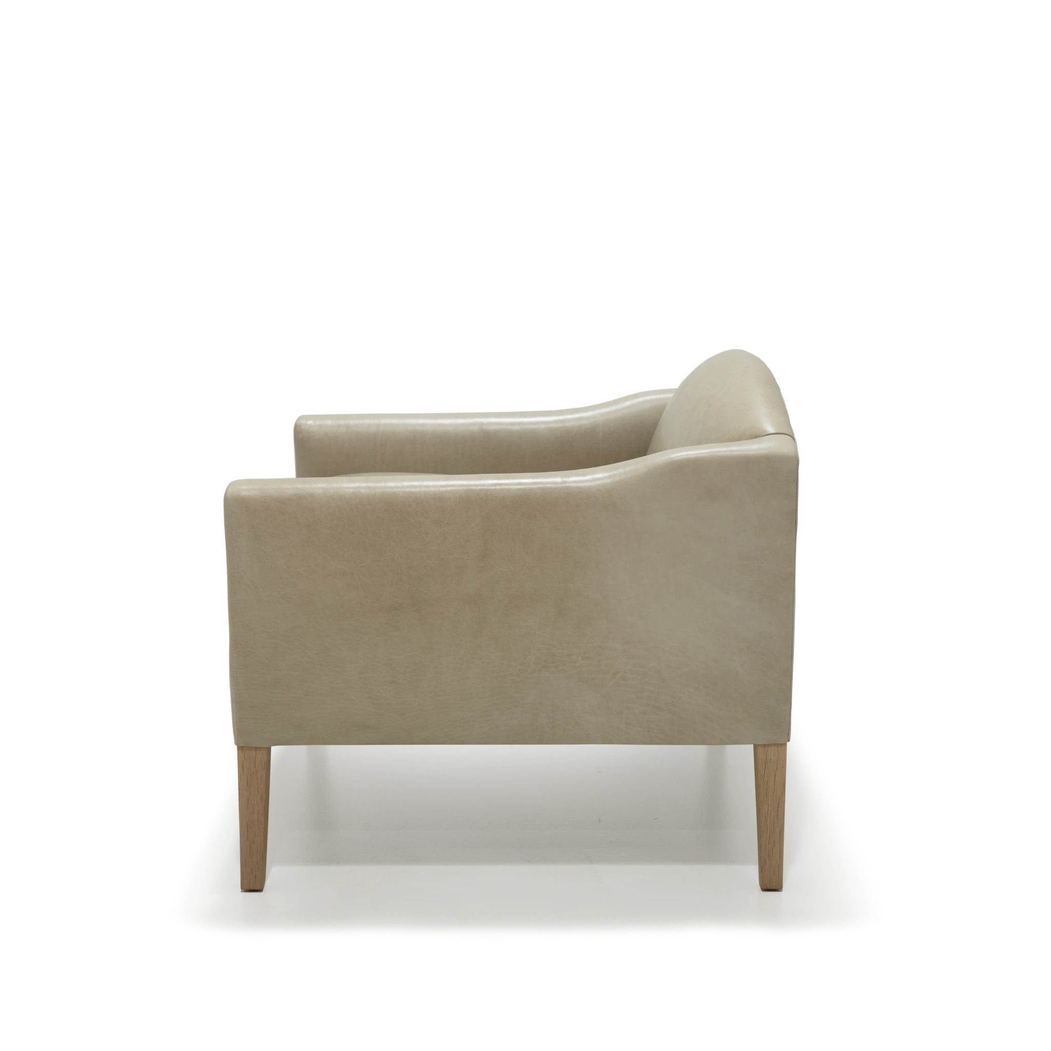 As Shown: in Mont Blanc Smoke leather. Oak finished in Mint White Natural