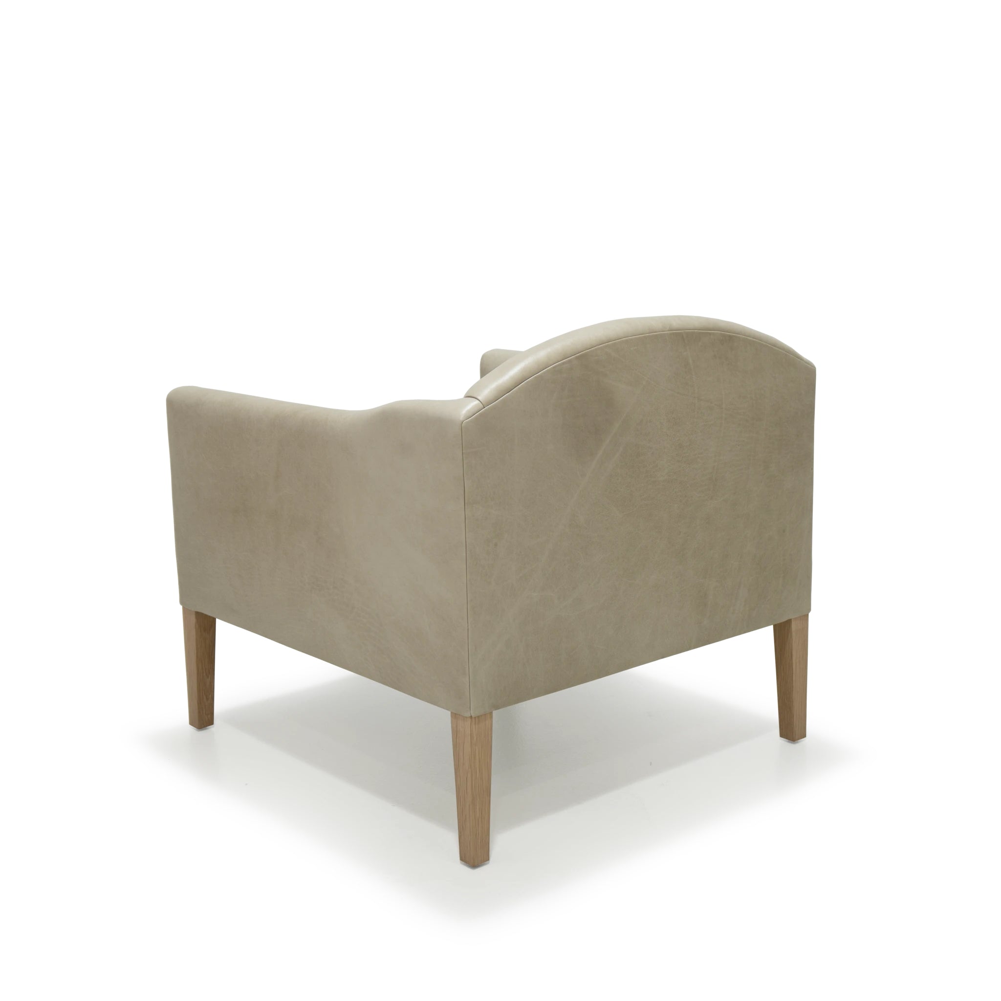 As Shown: in Mont Blanc Smoke leather. Oak finished in Mint White Natural