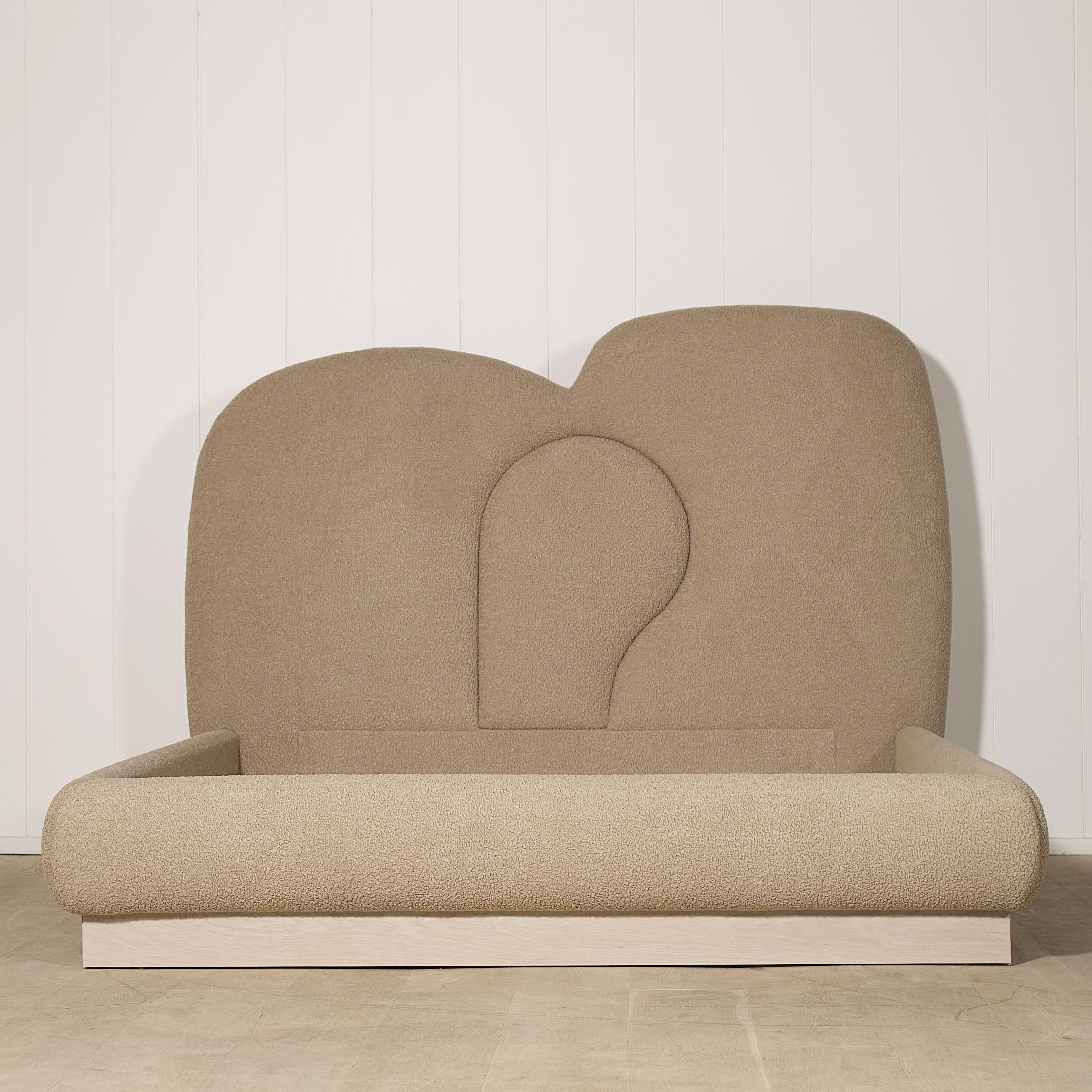 As Shown: in Sheepskin Toast. Oak finished in Mint White Natural.