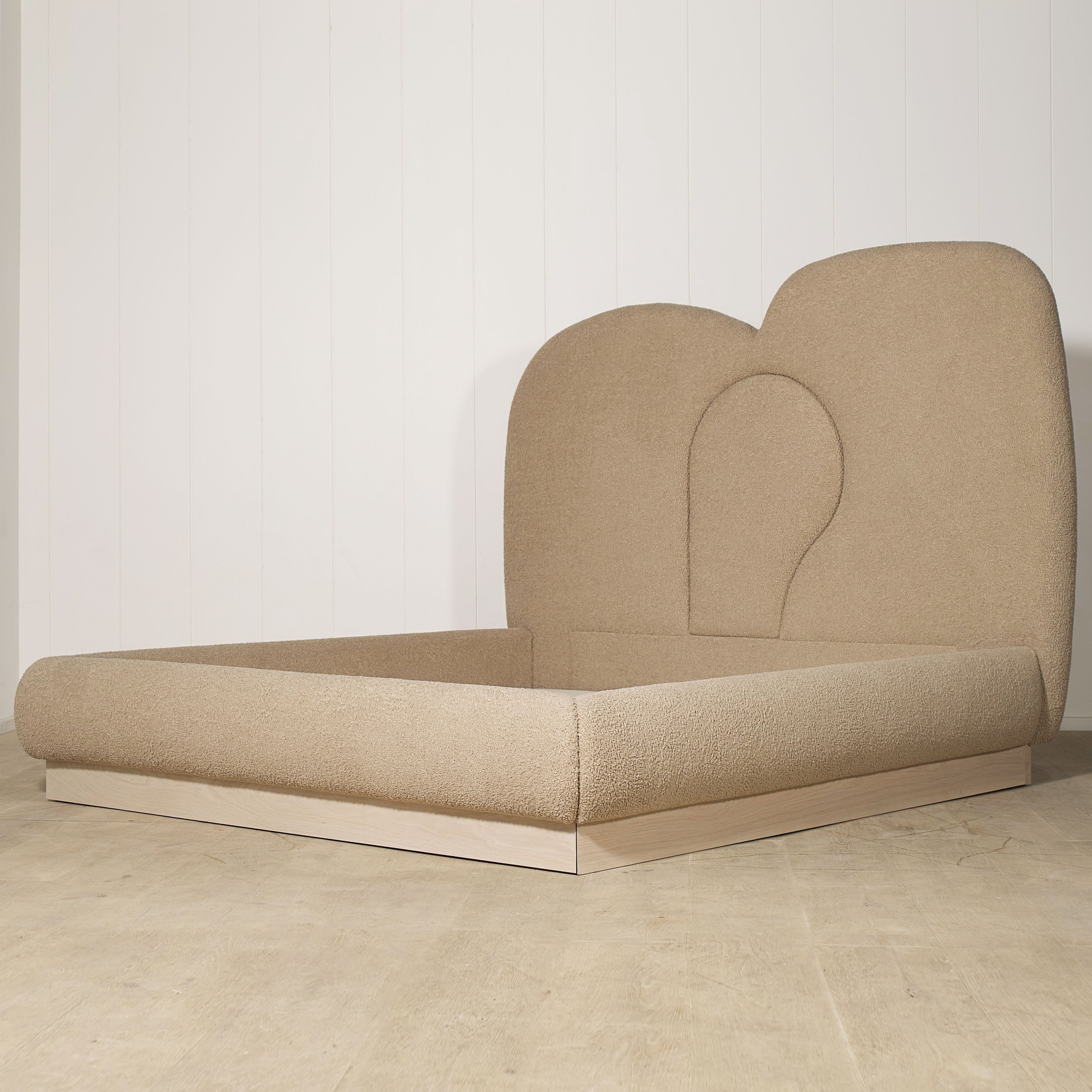 As Shown: in Sheepskin Toast. Oak finished in Mint White Natural.