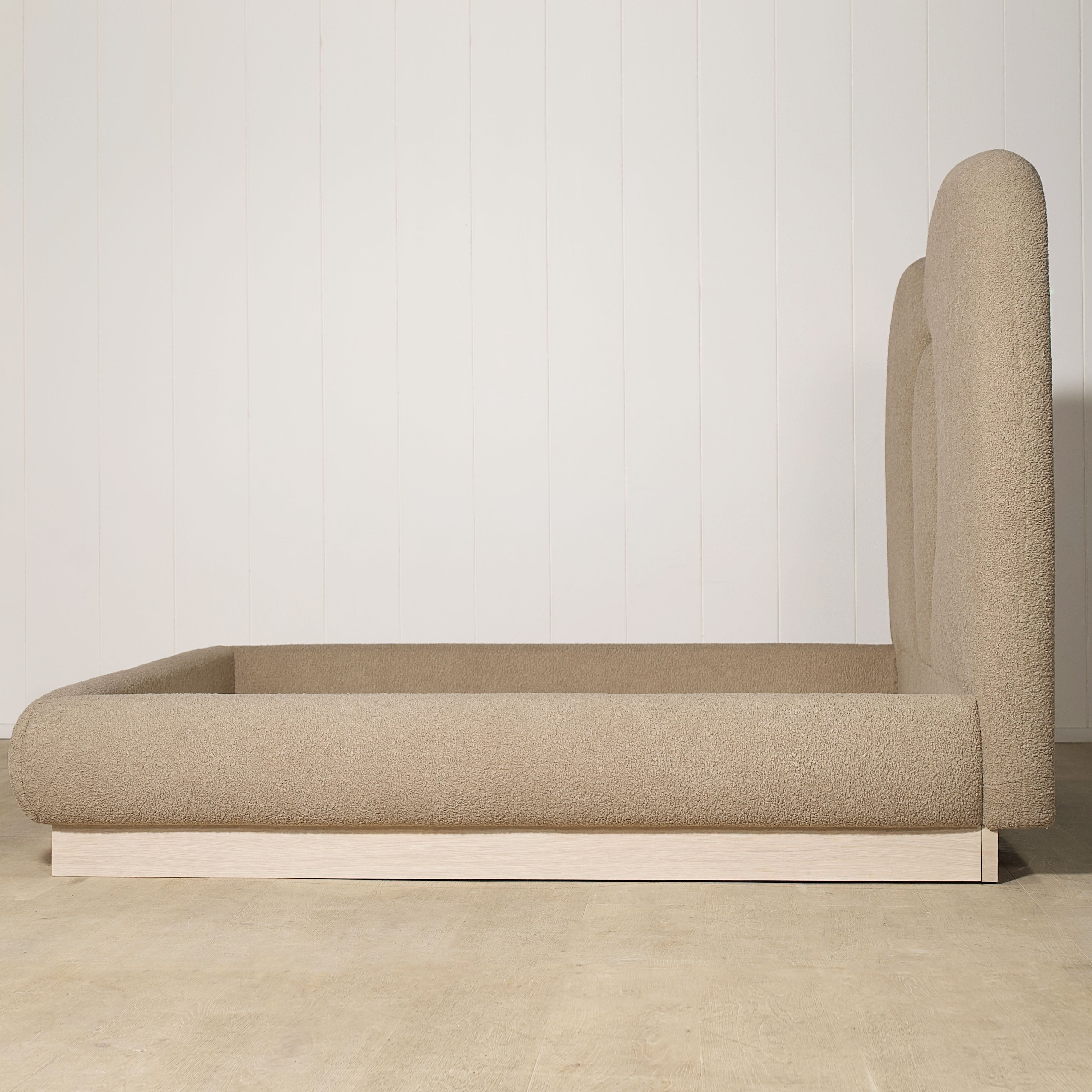 As Shown: in Sheepskin Toast. Oak finished in Mint White Natural.