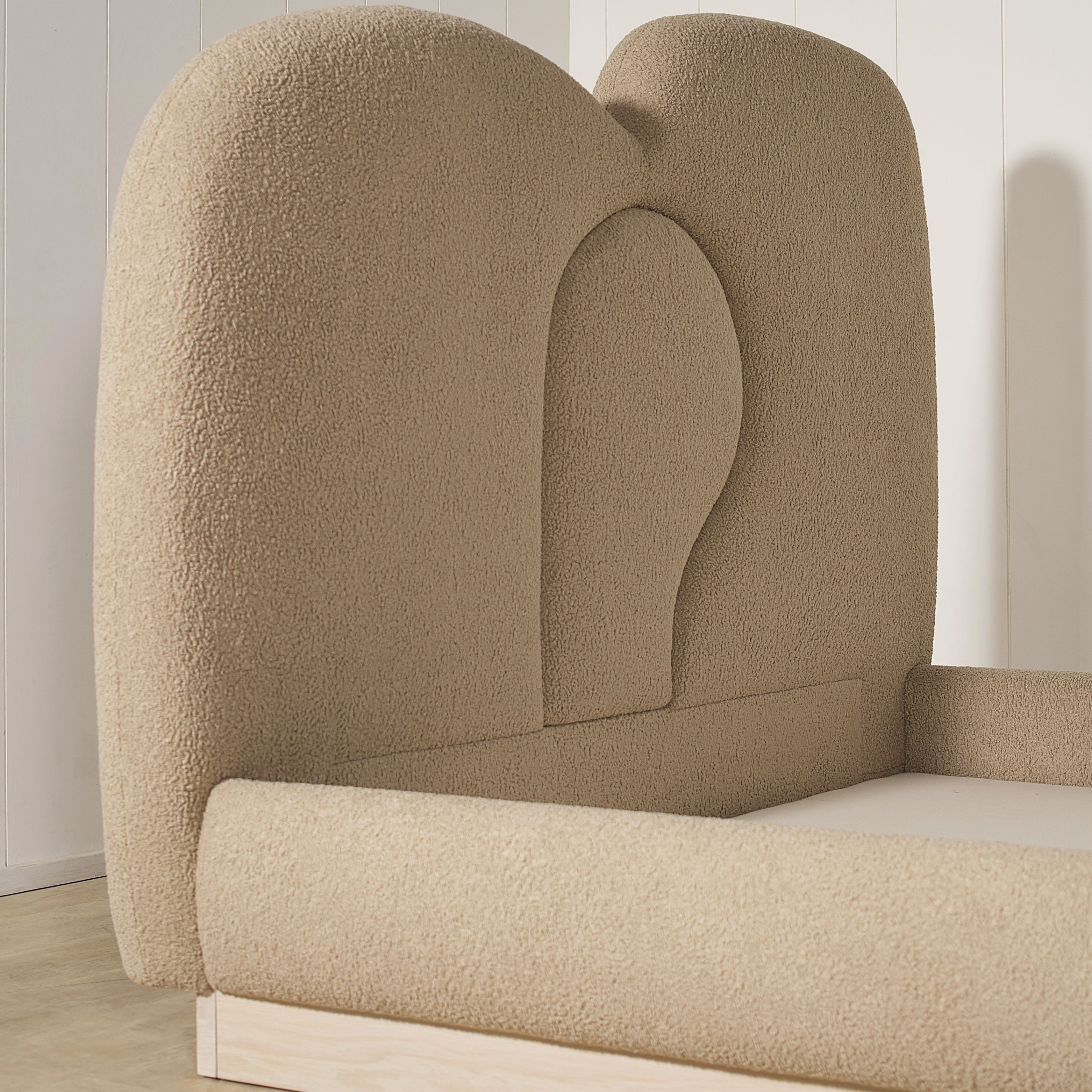 As Shown: in Sheepskin Toast. Oak finished in Mint White Natural.