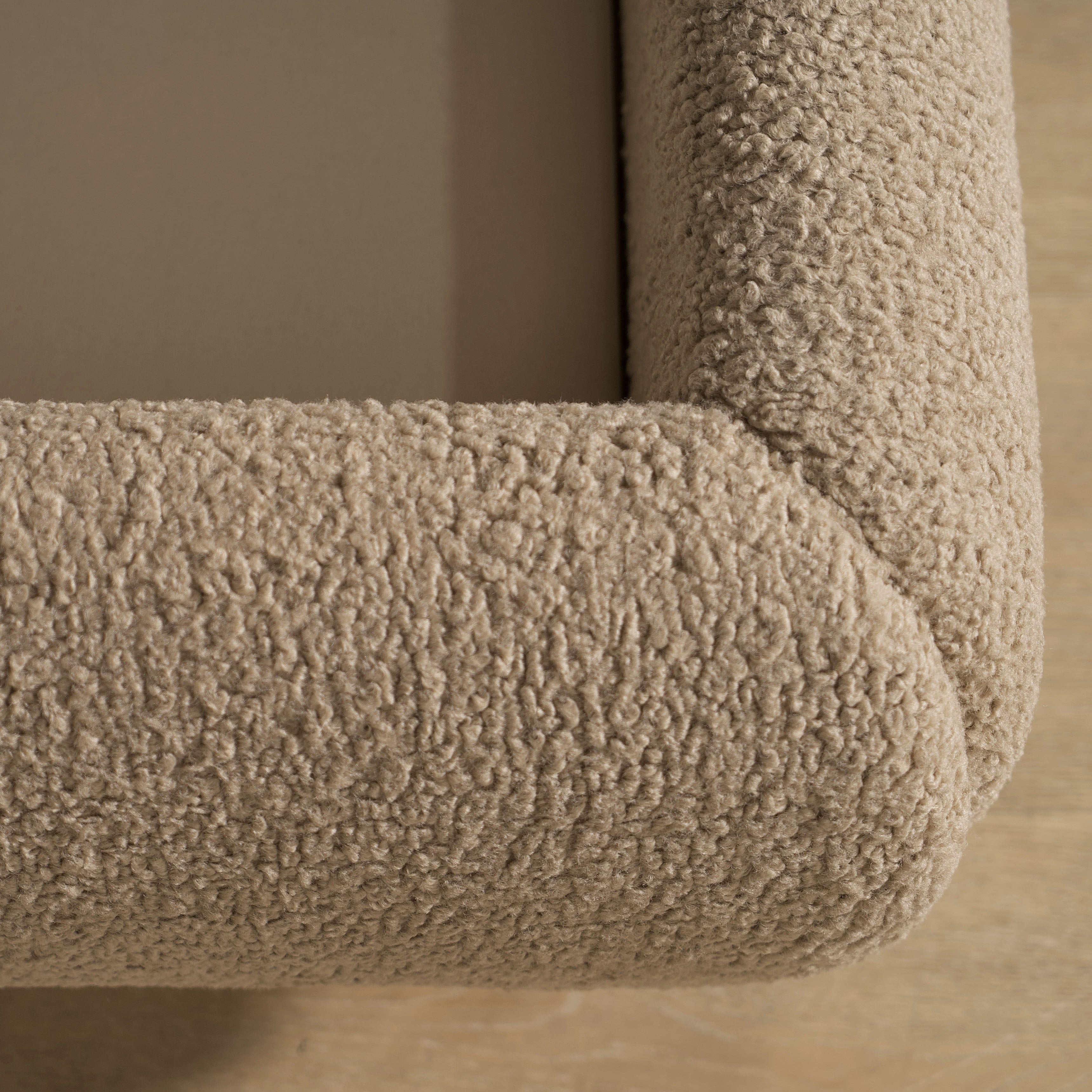 As Shown: in Sheepskin Toast. Oak finished in Mint White Natural.