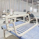 As Shown: in Frame White, oak finished in Mint White Natural.