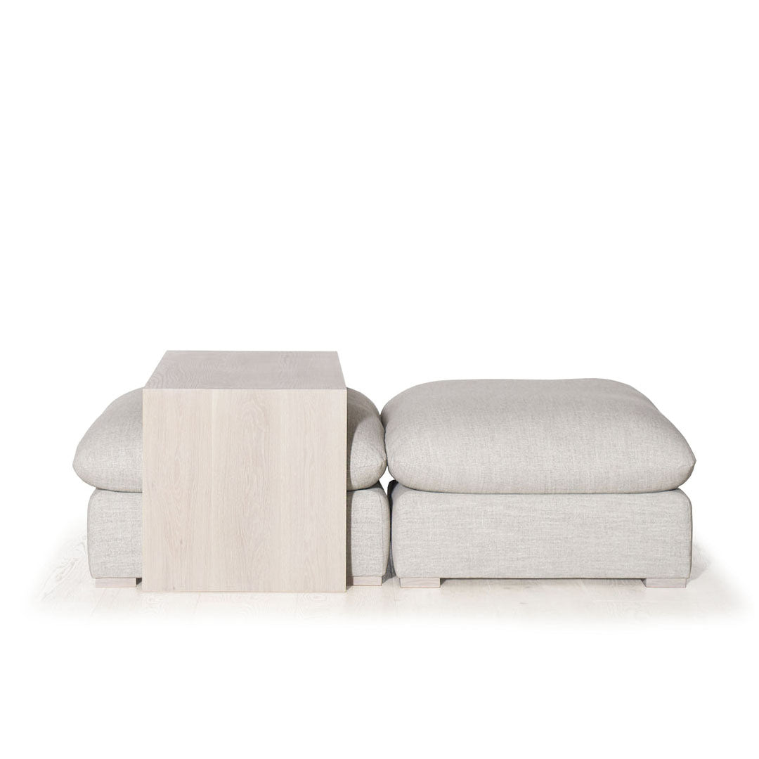 As Shown: in Belgian Fog. Oak finished in Mint White Super White.
