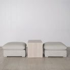As Shown: in Belgian Fog. Oak finished in Mint White Super White.