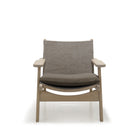 As Shown: in COM and Sky Taupe cushion.Oak finished in Mint White Natural.