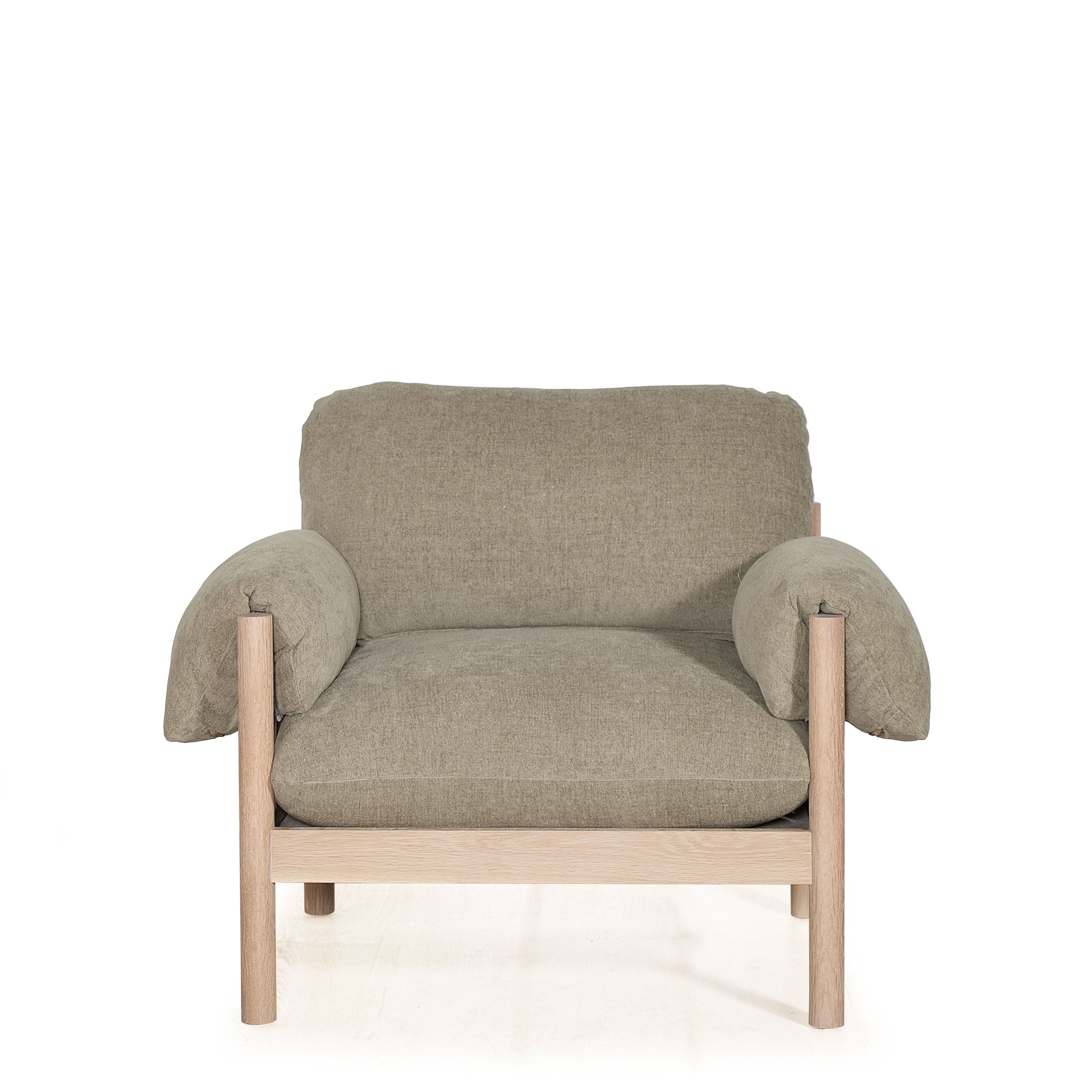 As Shown: in Bellamy Moss, oak finished in Mint White Natural