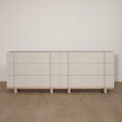 As Shown: Variant 1: (Body) Ash wire brushed in Revere Pewter, (Base) Oak stained in Mint White Natural