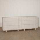As Shown: Variant 1: (Body) Ash wire brushed in Revere Pewter, (Base) Oak stained in Mint White Natural