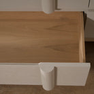 As Shown: Variant 1: (Body) Ash wire brushed in Revere Pewter, (Base) Oak stained in Mint White Natural