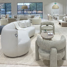 As Shown: Upholstered in Sawyer Wheat, oak base finished in Mint White Natural.