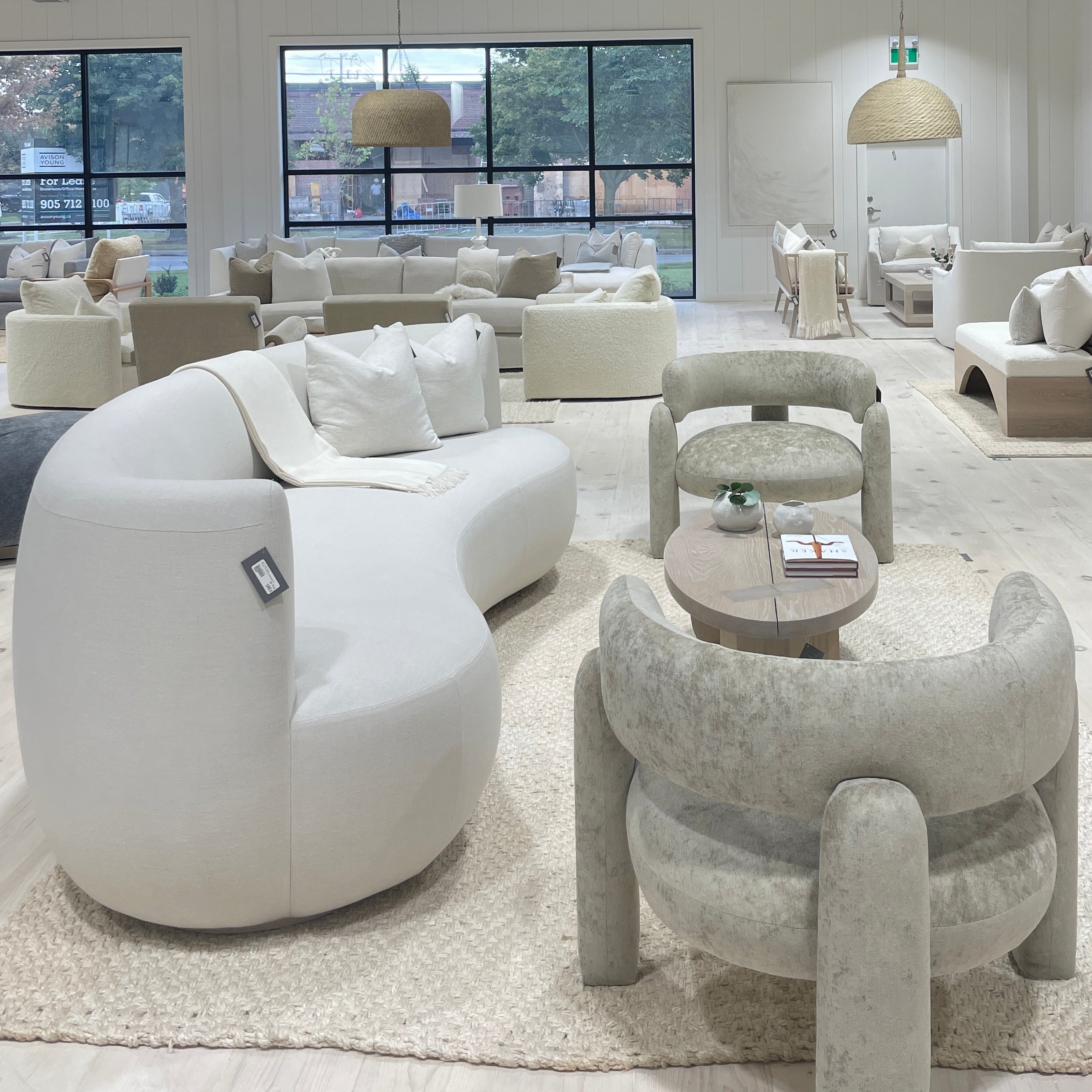 As Shown: Upholstered in Sawyer Wheat, oak base finished in Mint White Natural.