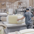 As Shown: in Sheepskin Toast with oak base stained in Mint White Natural.