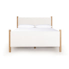 Muskoka Living Collection - Will Rogers Bed - shown in sheepskin white and natural finished oak - made to order at our LA workshop.